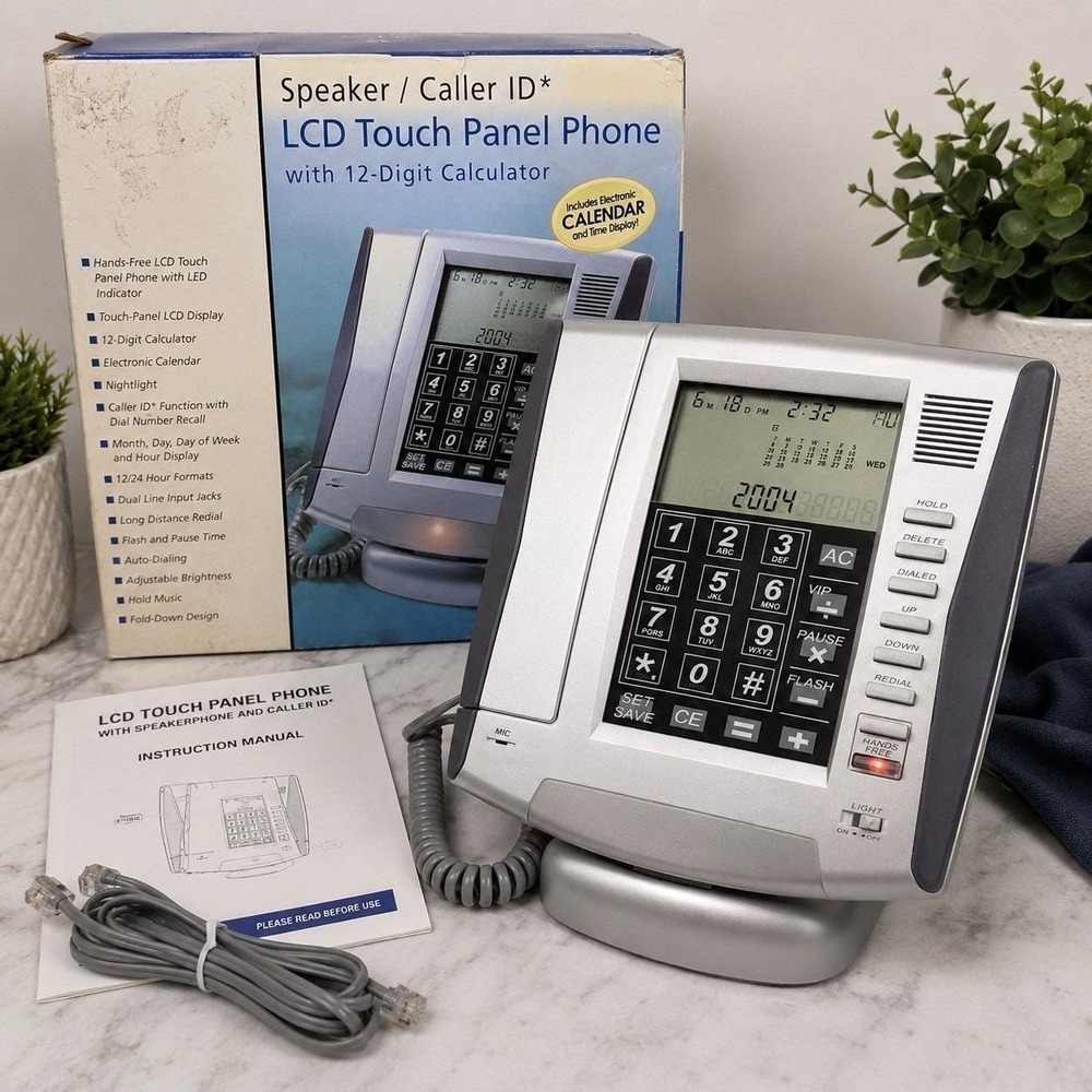 LCD Touch Panel Speaker Phone Caller ID 12 Digit Calculator NIB Vintage